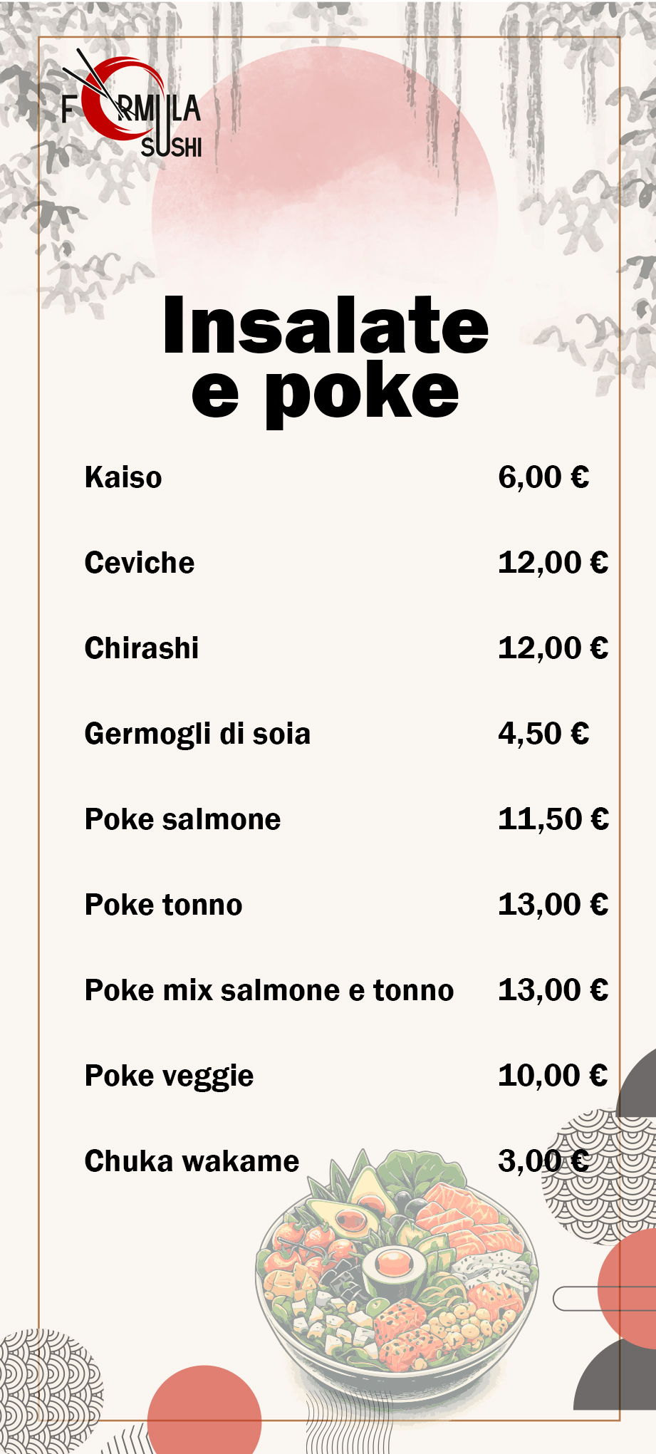 Menu insalate e poke Formula Sushi