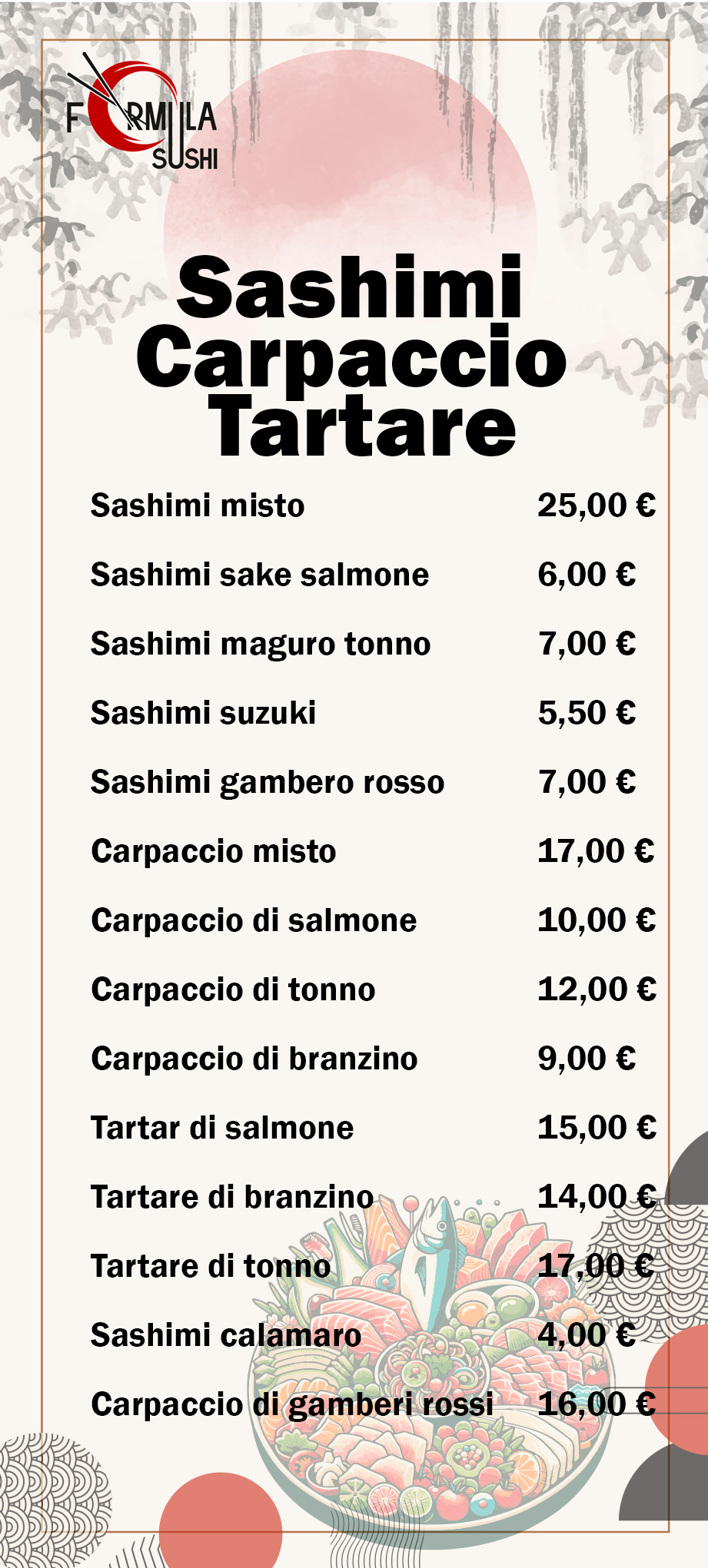 Menu Sashimi Formula Sushi